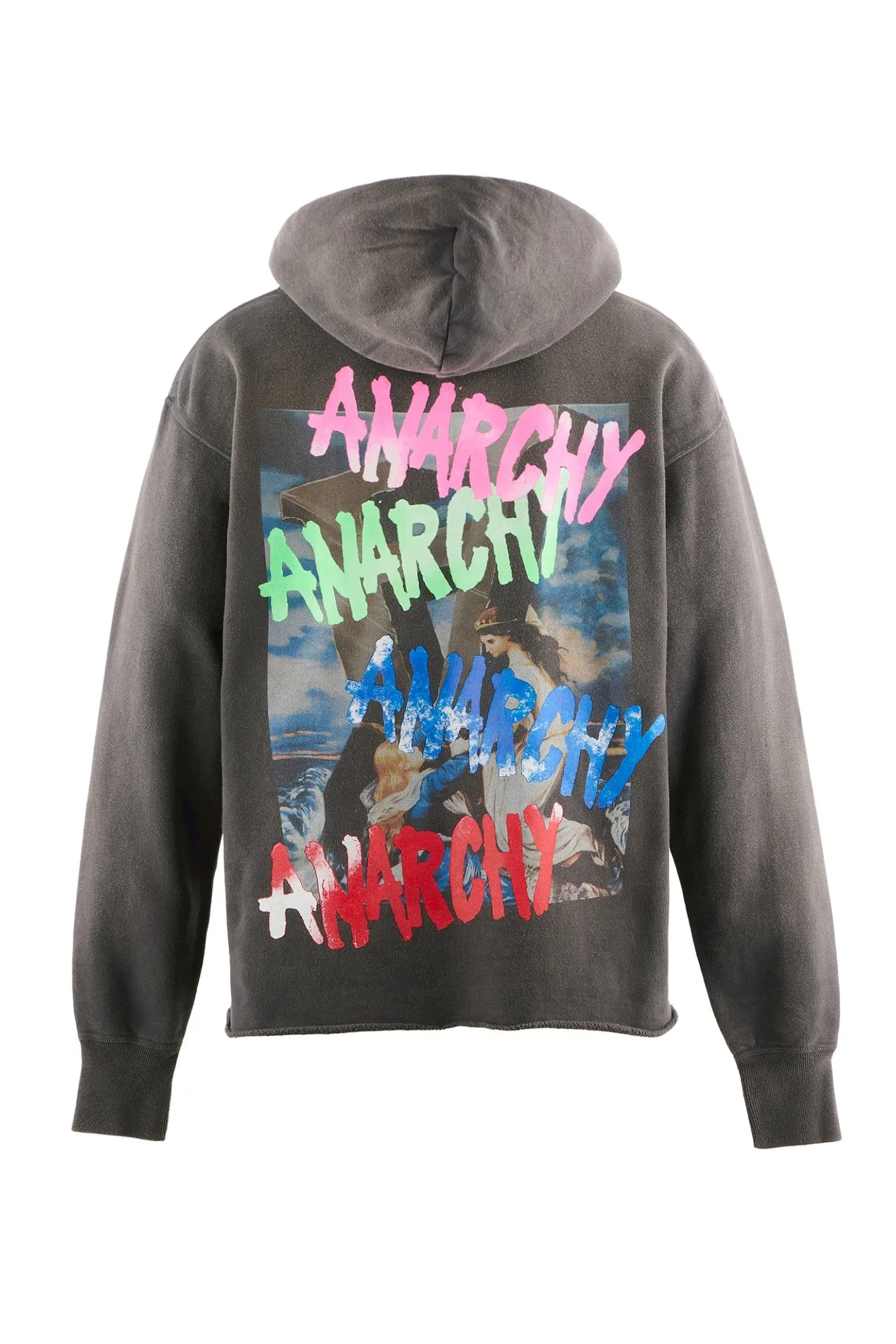 SAINT Mxxxxxx HOODIE/ANARCHY/BLK Mirror reverse SAINT hooded sweatshirt/ANARCHY barrage virgin hoodie S-XL Assute dyeing, heavy washing and water fading, multi-bit wormhole destruction treatment, genuine plate opening and mold opening, the difference is shown in the picture to make the product! Authentic level printing process, correct main mark/wash mark ⚠️Note: This model does not have the little angel mark
